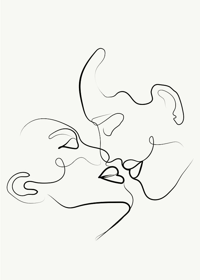 Cute Couples one line art