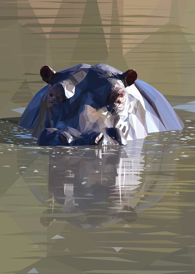 Low Poly Hippo in Water