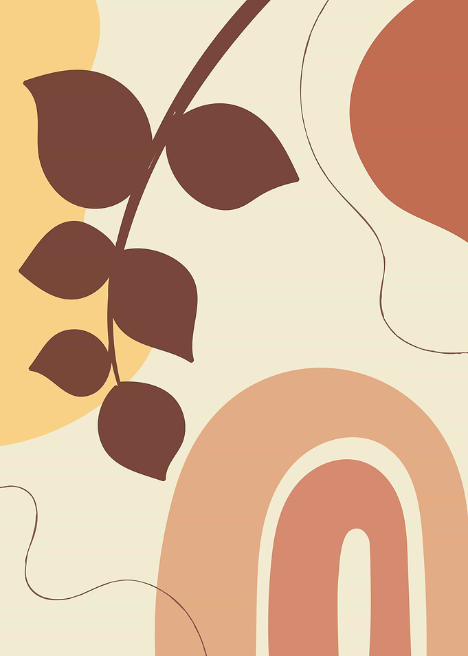 Boho rainbow abstract leaf