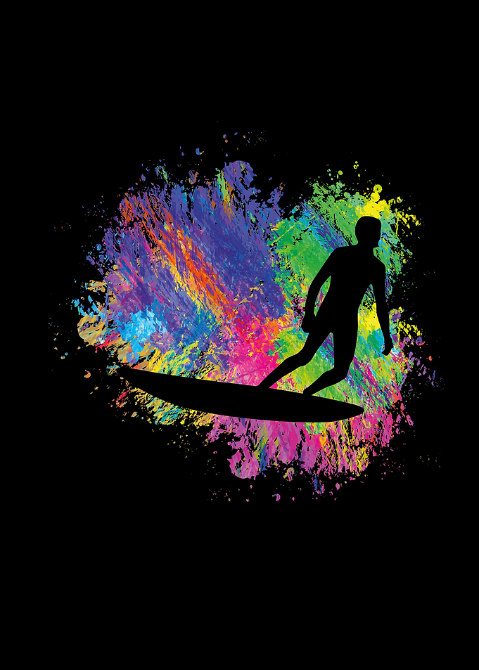 Summer surfer on surfboard