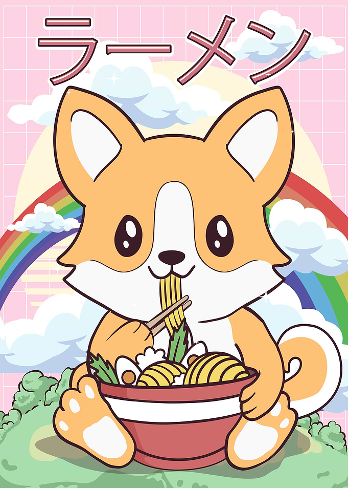 Kawaii Corgi Ramen Noodles