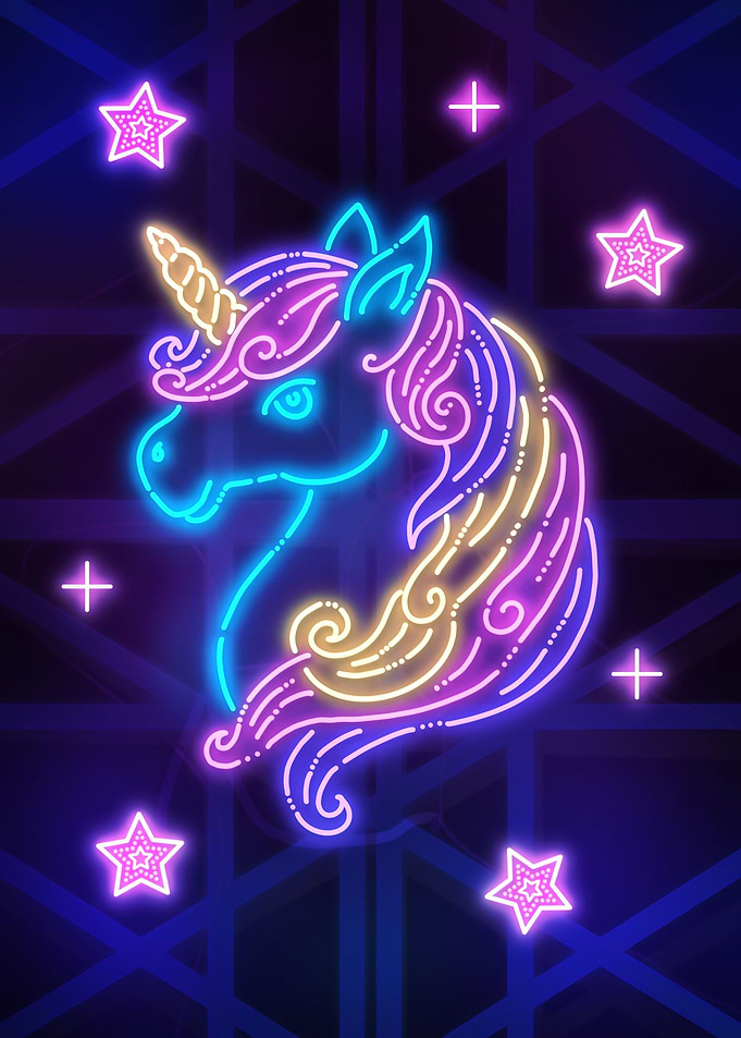 Cute Unicorn Nursery Neon