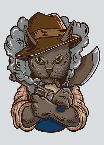 Cat With Gun and Cleaver