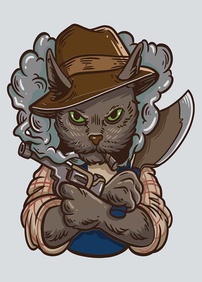 Cat With Gun and Cleaver