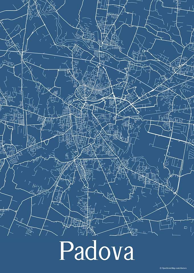Padova Italy Blue Map