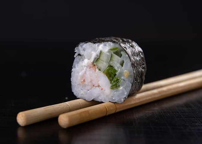 Sushi and chopsticks