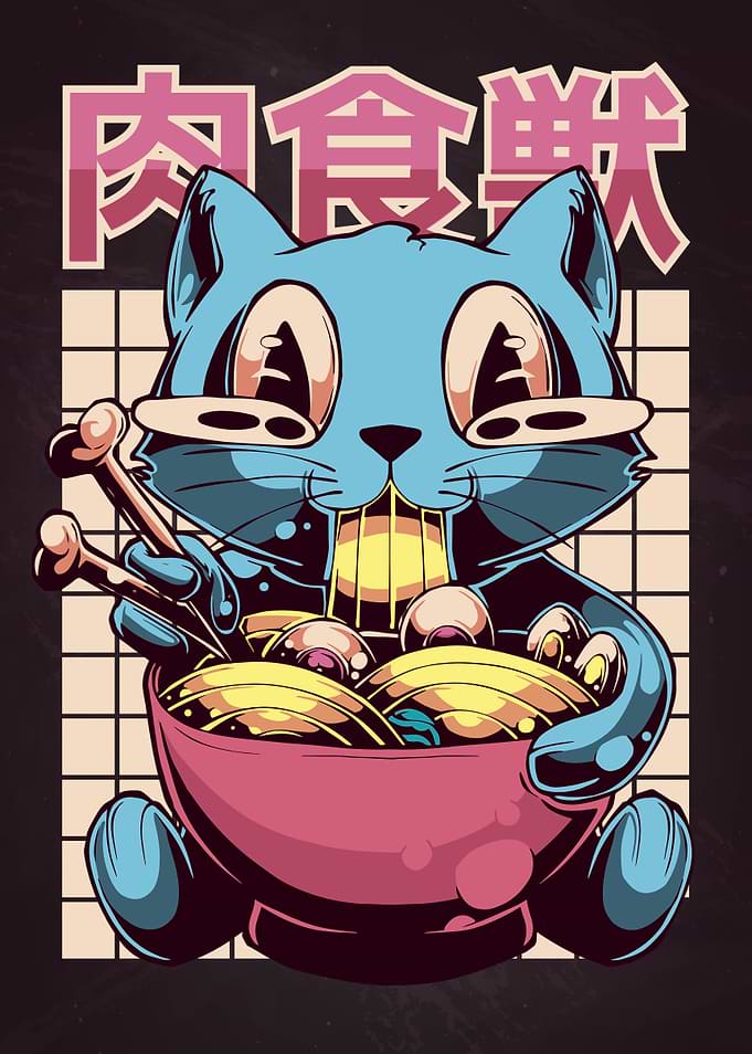 Japanese Anime Cat Ramen