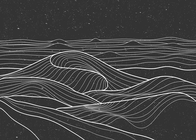 Mountain and ocean wave