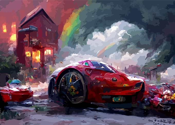 carwreck and storm