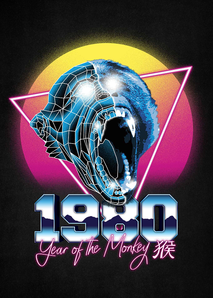 Retrowave Neon Monkey