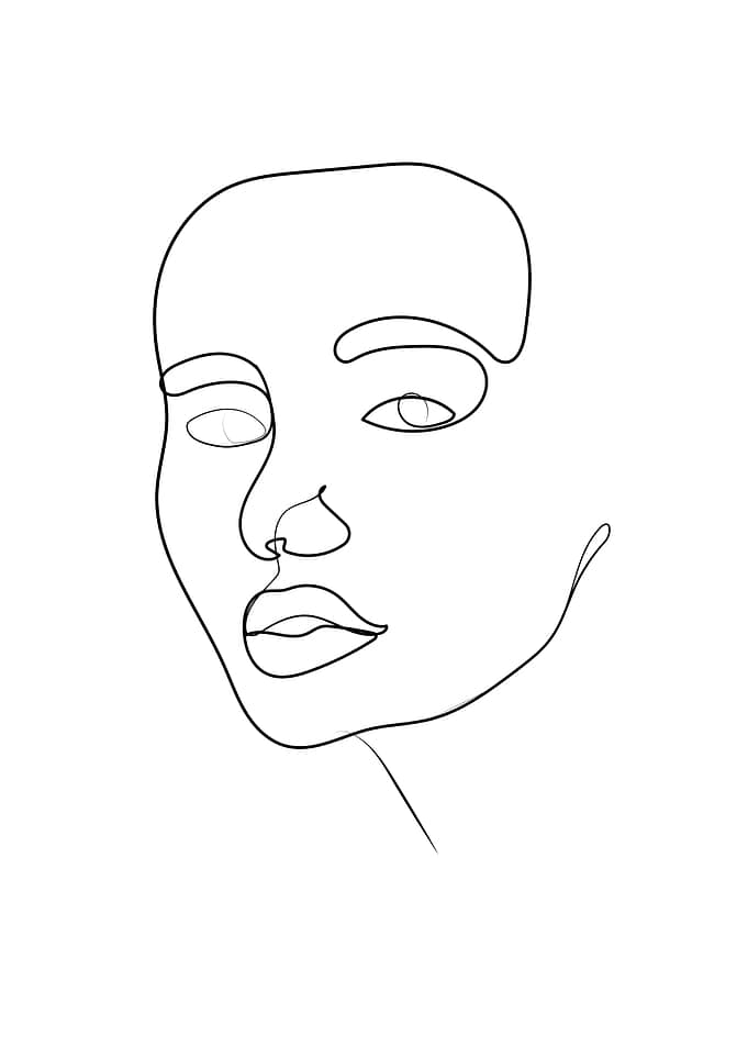 Female face one line art