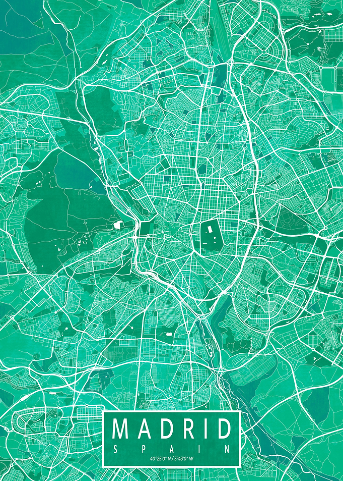 Madrid City Map Watercolor