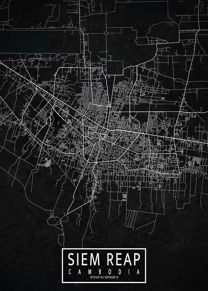 Siem Reap City Map Dark
