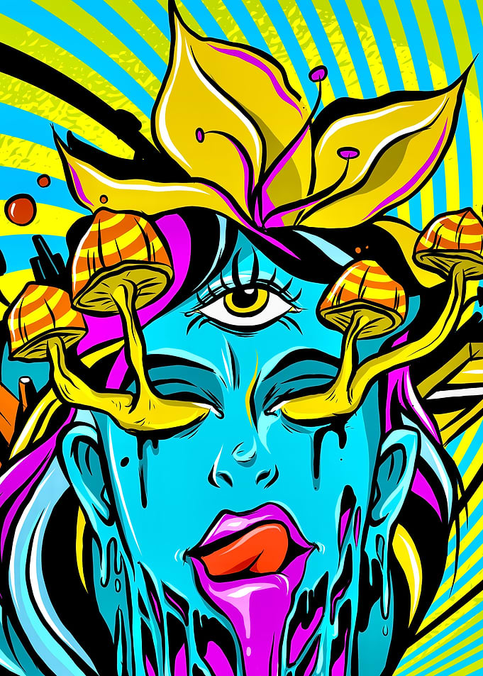 Trippy girl mushrooms