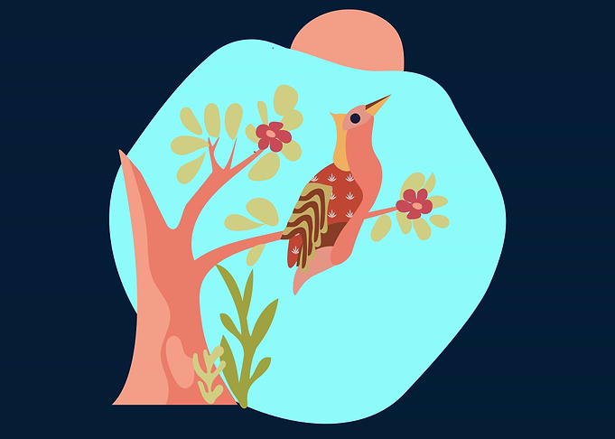 Exotic Jungle Bird on Tree