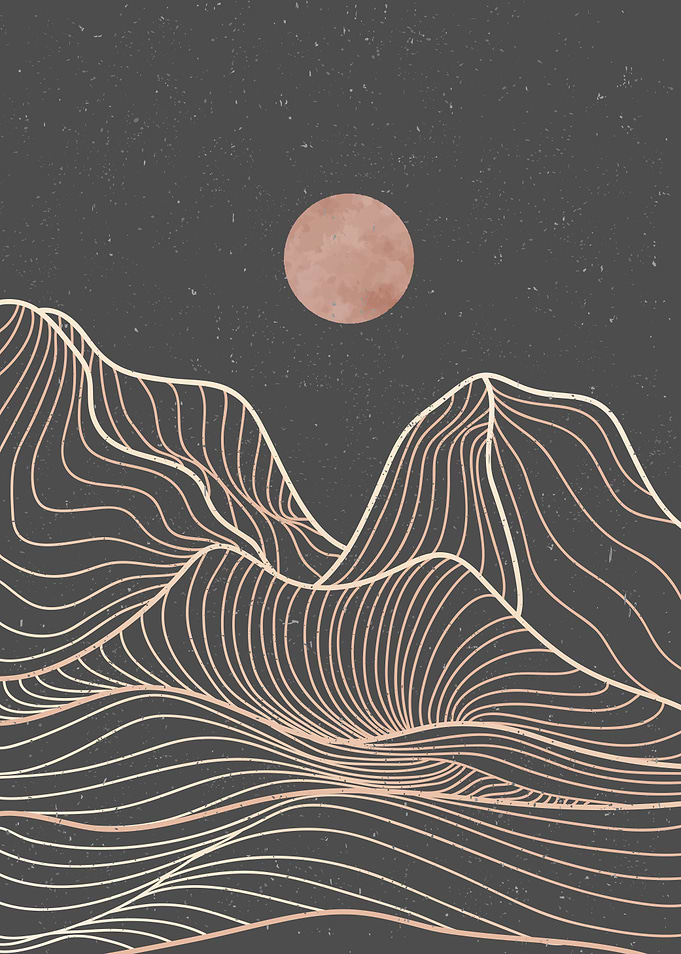 Abstract Mountain line art