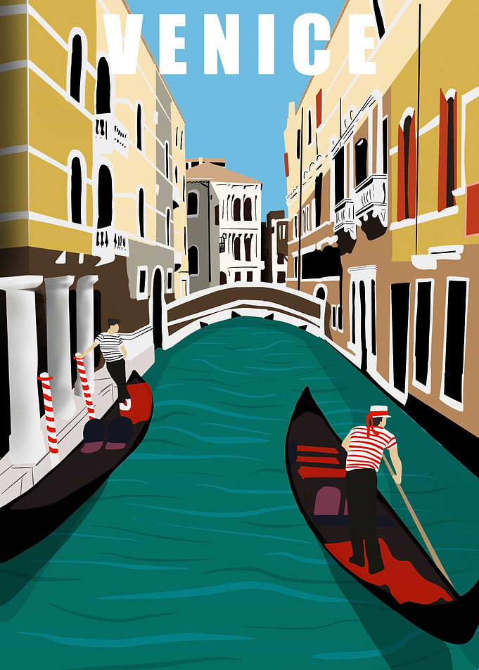 Flat design of venice