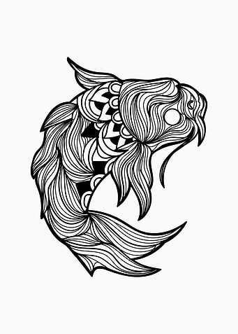 Koi Fish Mandala White 1