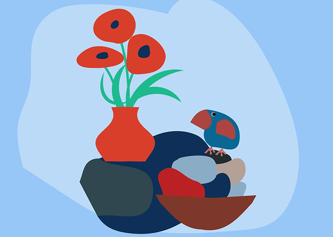 Poppy Bouquet Vase Bird