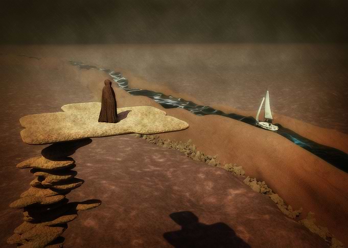 Cowl cape riverbed