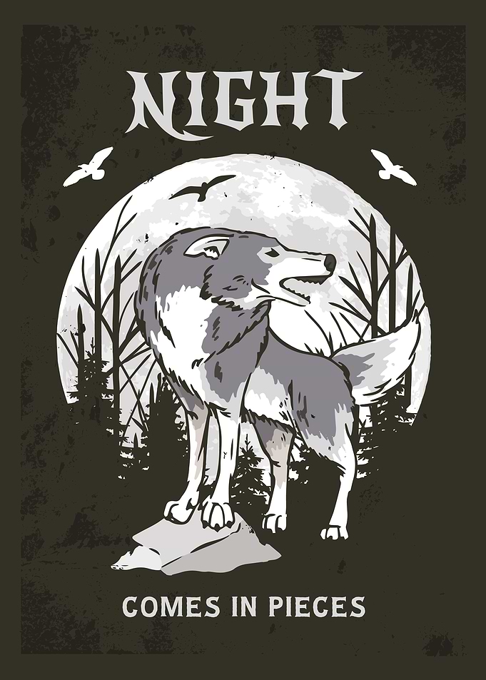 Night wolf poster design