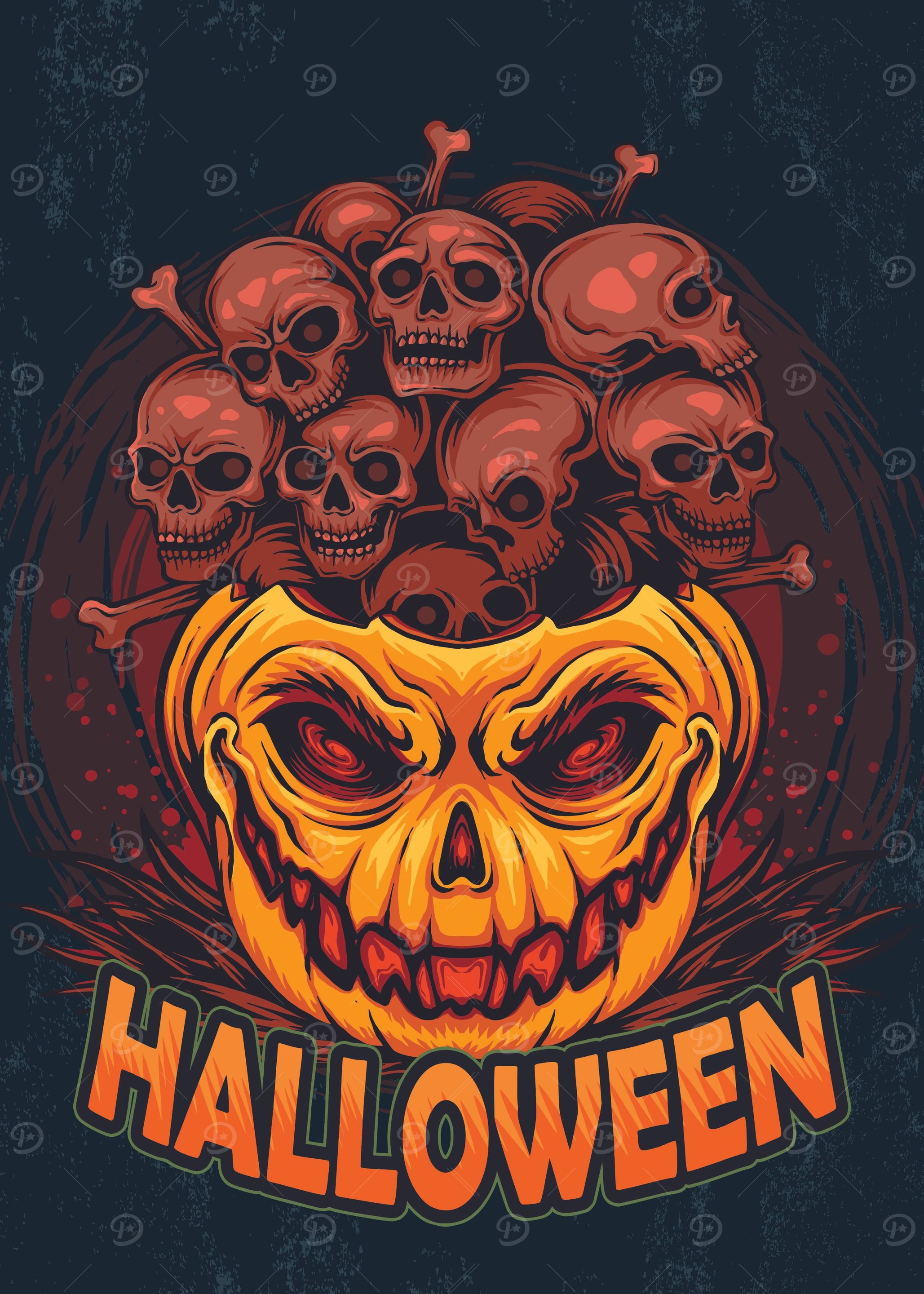 Skull And Pumpkin Art