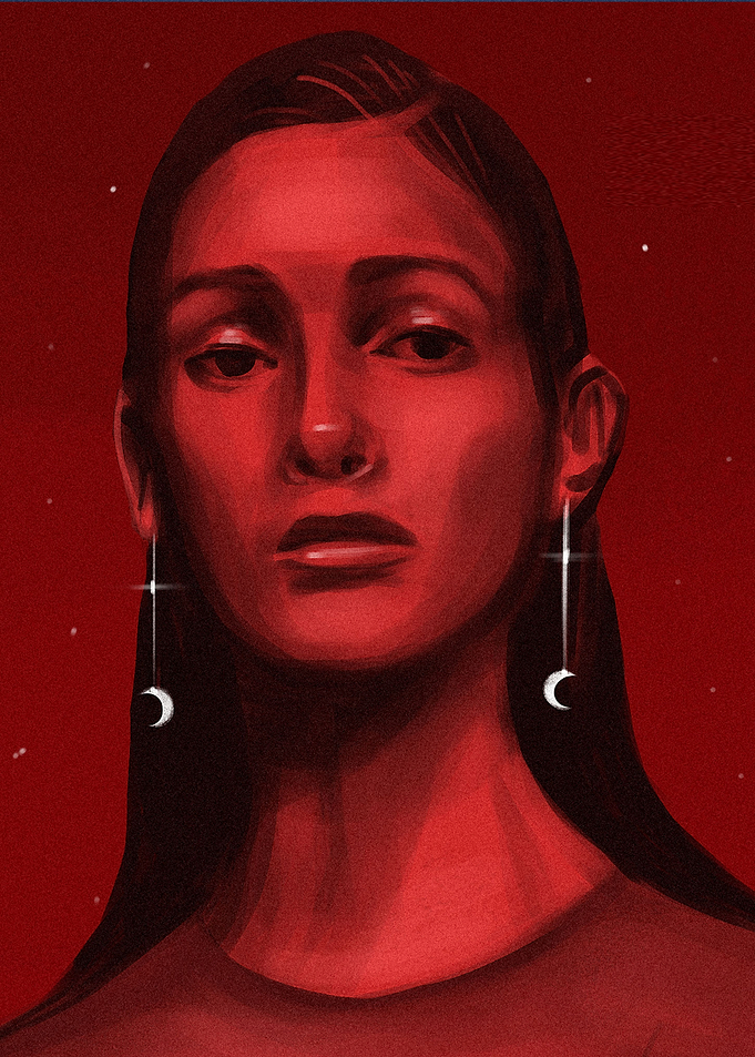 Red Moon Female Portrait