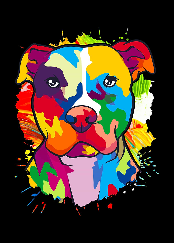 Colorful Pit bull Painting