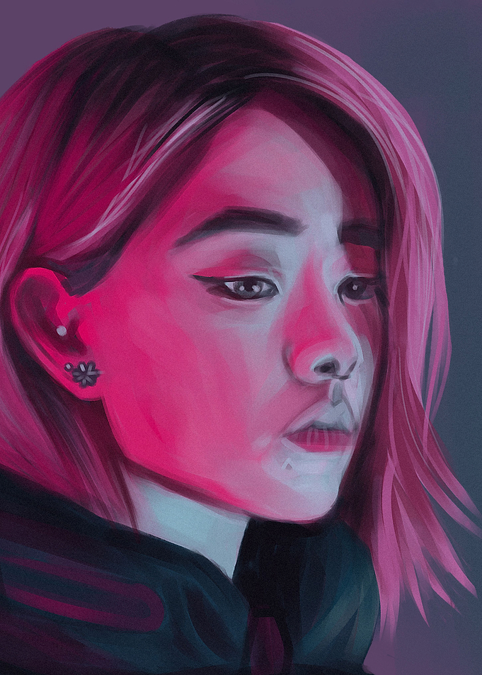 Neon Pink Female Portrait