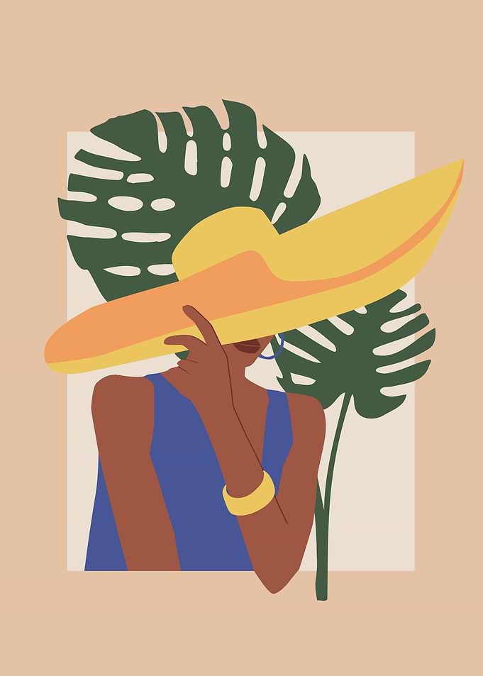 Modern girl tropical leaf