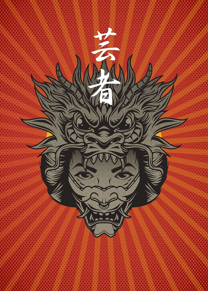 Geisha and dragon