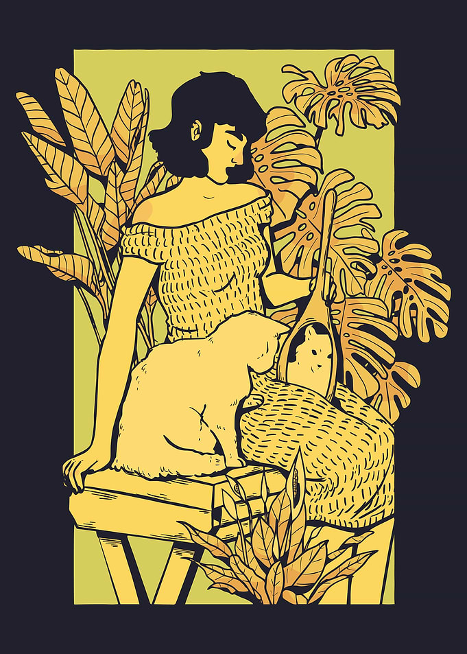 Girl and cat
