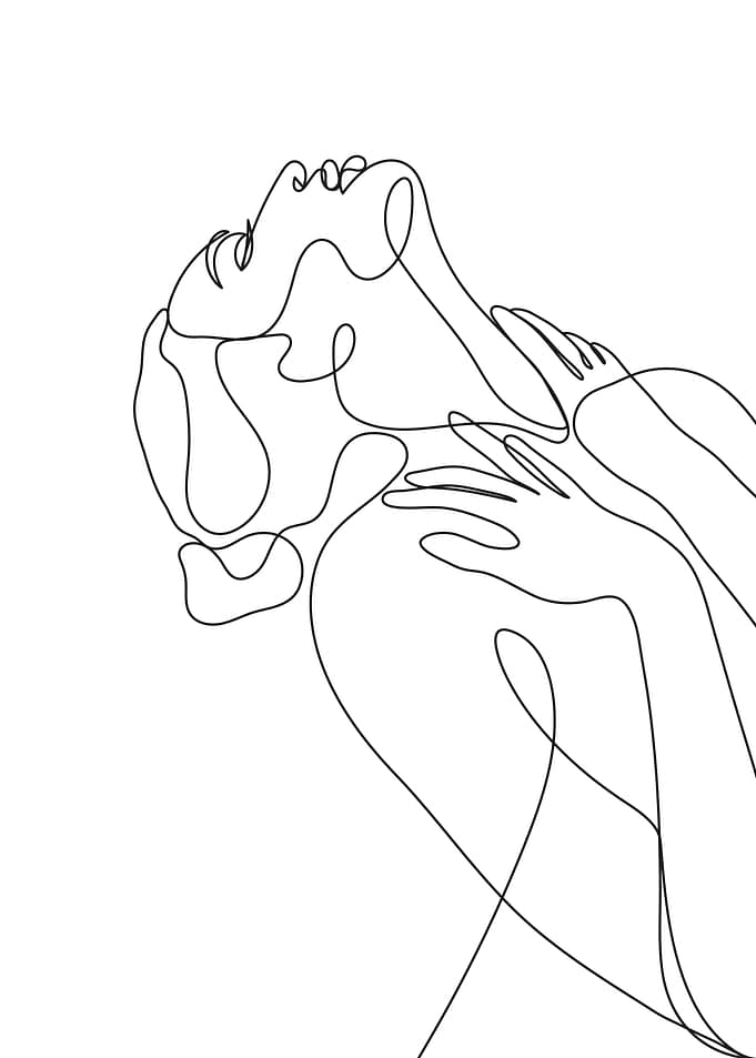 Erotic woman body line art