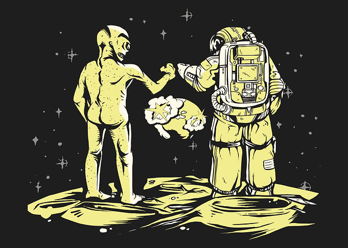 Bump fist alien