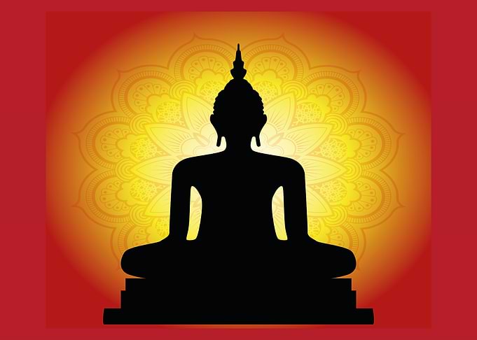Monk silhouette with