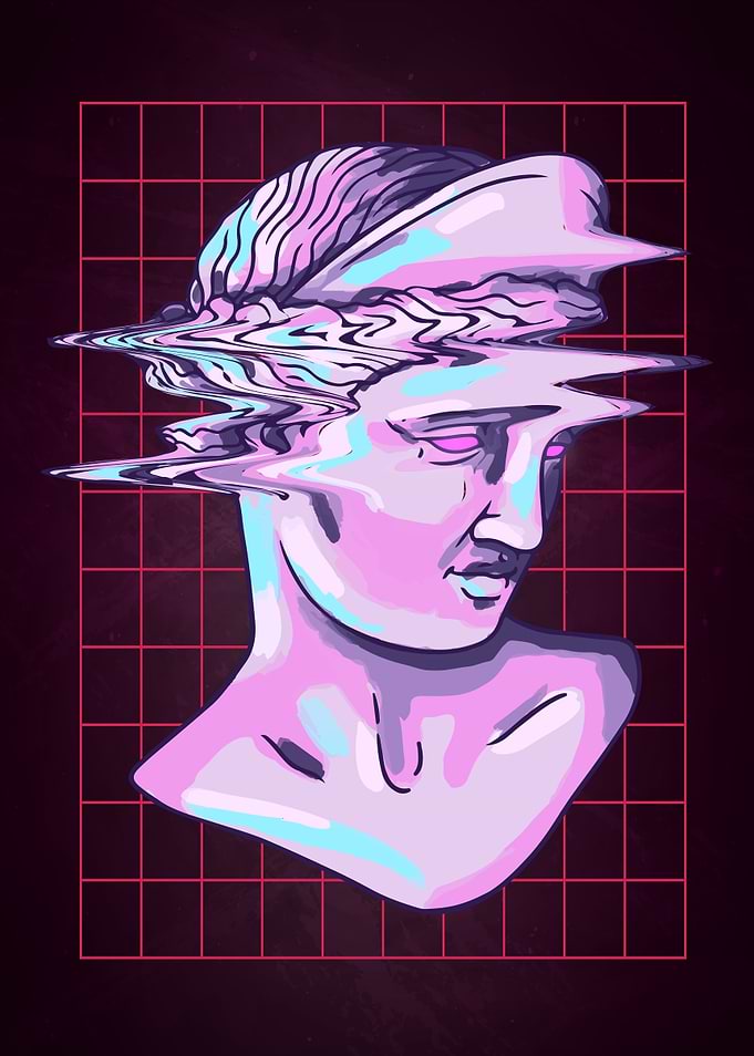 Vaporwave Glitch Statue