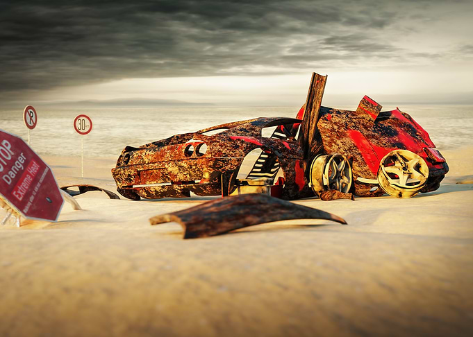 sports car wreck
