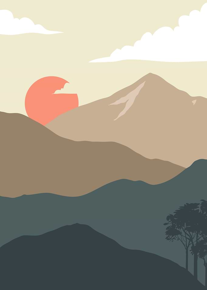 Mountains and forest tree
