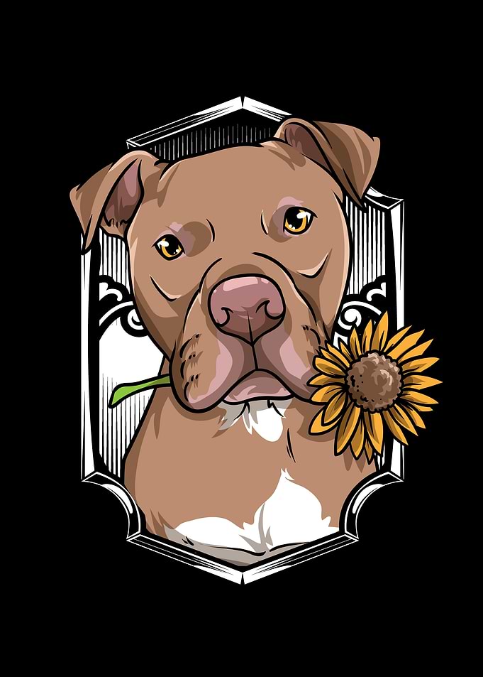 Pitbull Holding Sunflower