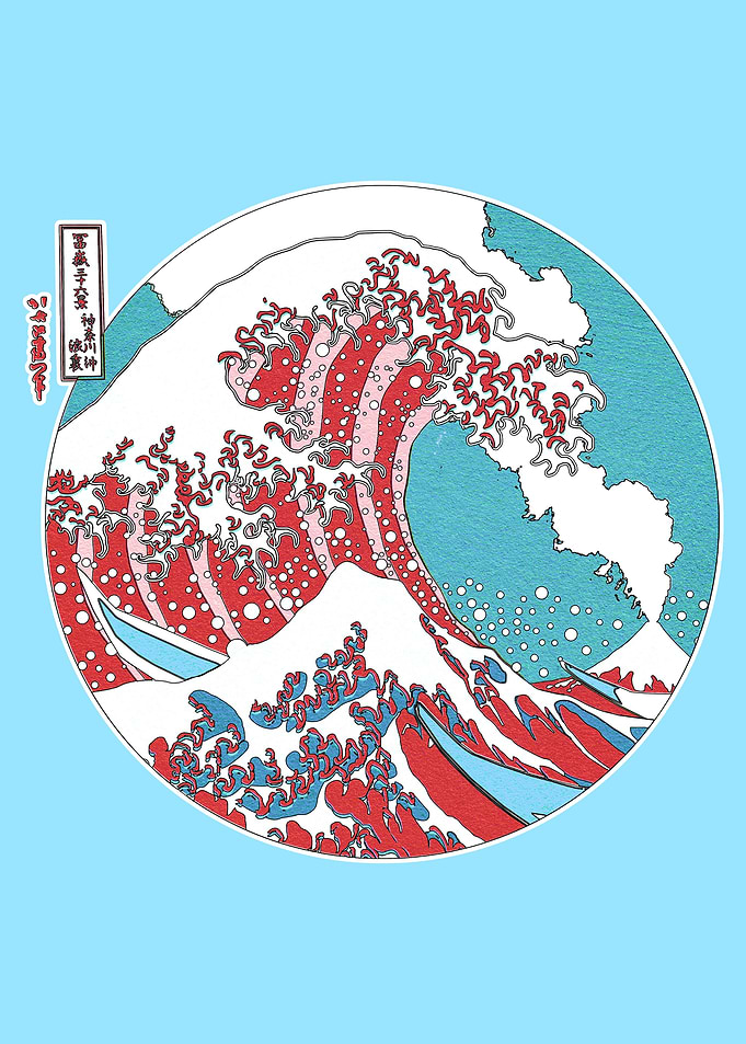 Great Wave Red and Blue