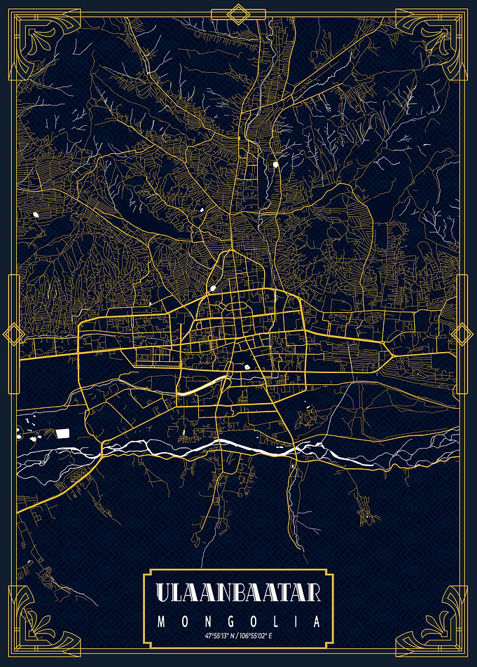 Ulaanbaatar City Map Gold