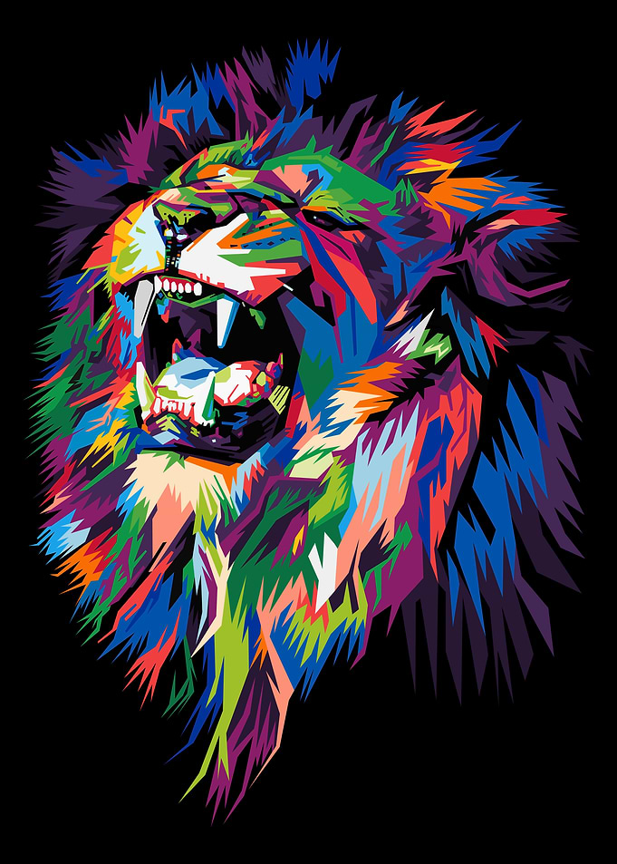 colorful lion head