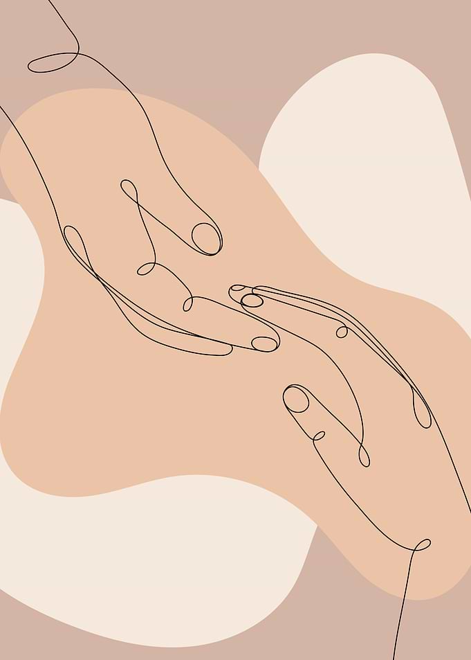 Holding hand one line art
