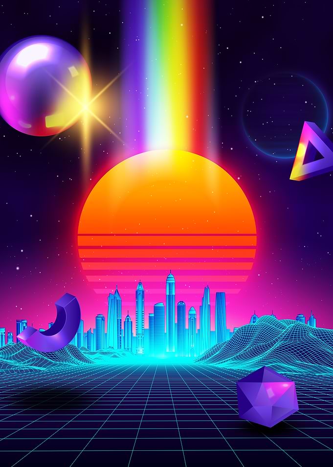 Neon sunset city retrowave