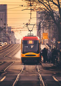 Tram at the stop