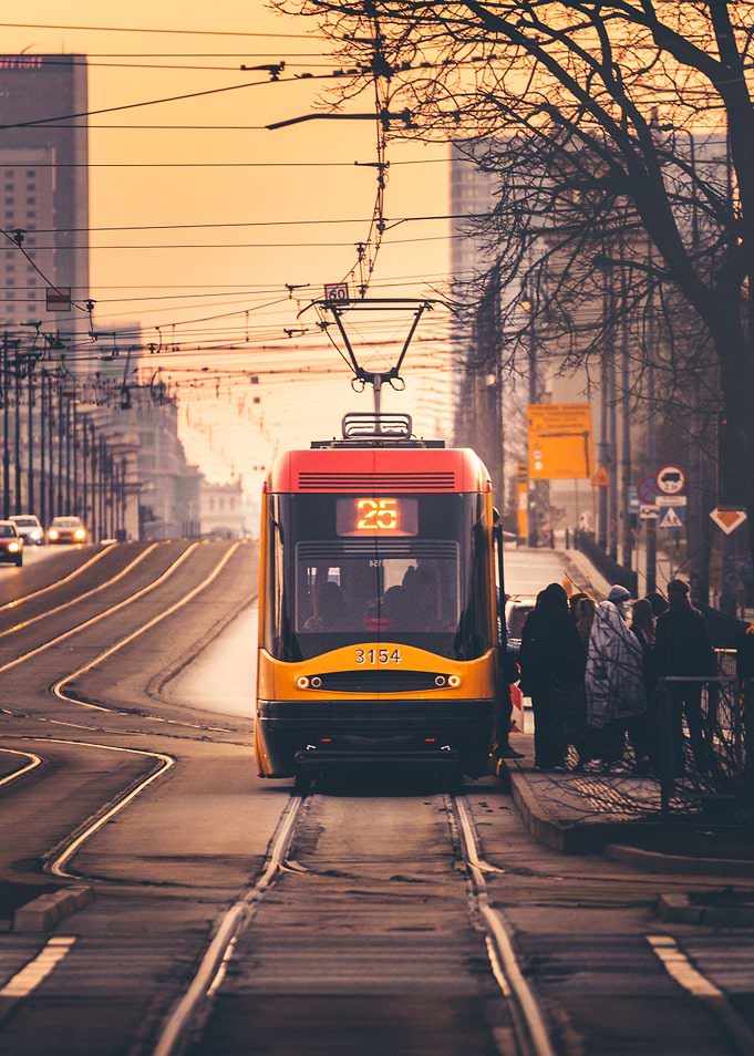 Tram at the stop