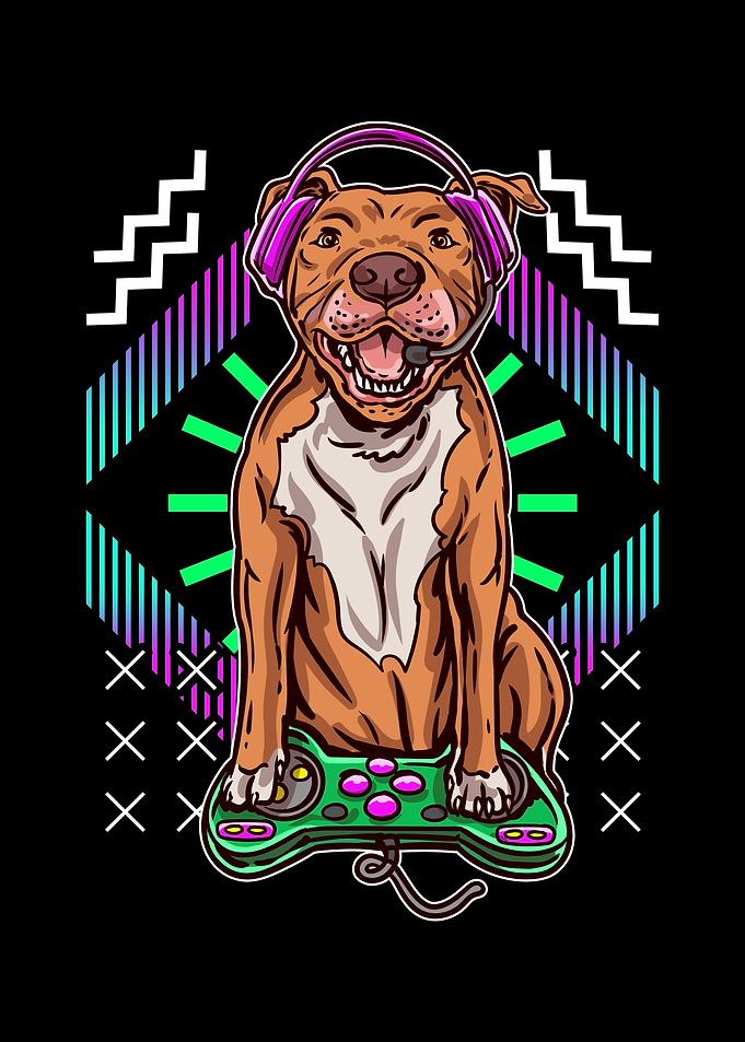 Funny Gamer Pitbull