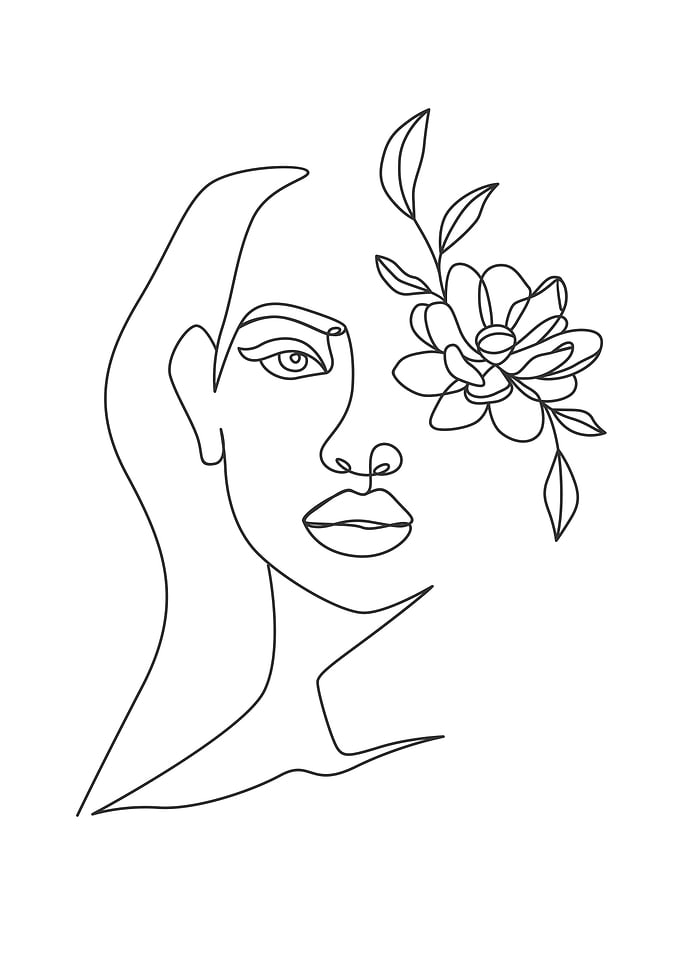 Woman face with flowers