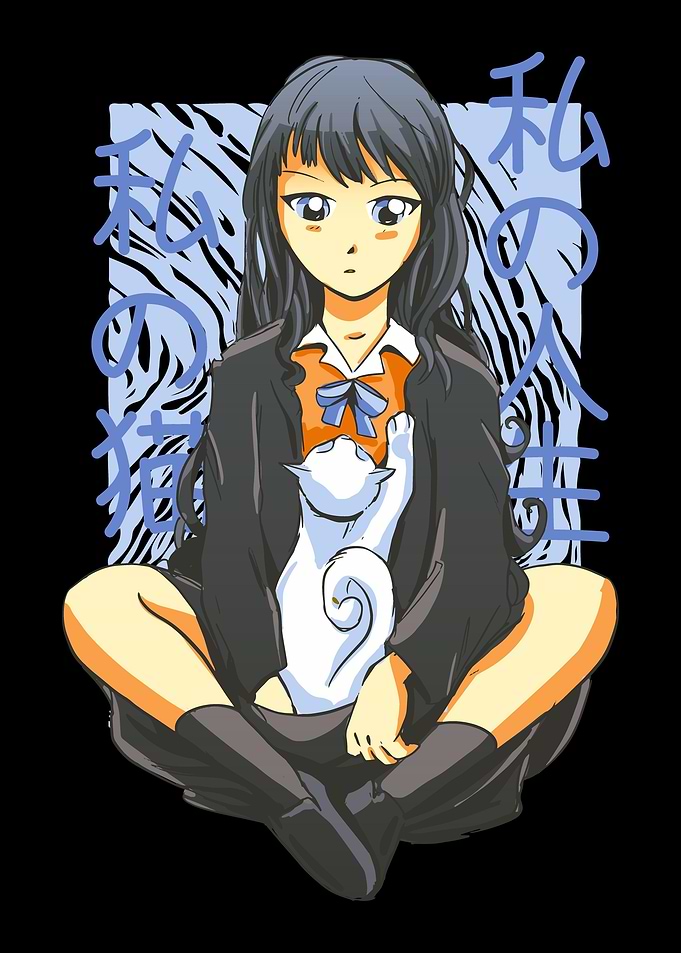 Anime Girl with Cat
