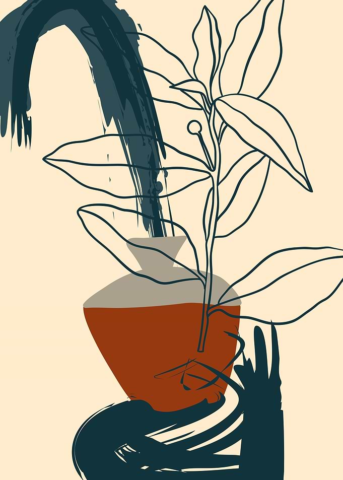 Leaf brush strokes lineart